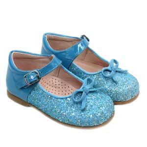 Mercedita Charol y glitter turquesa