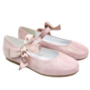 Mercedita vestir niña rosa empolvado lazo