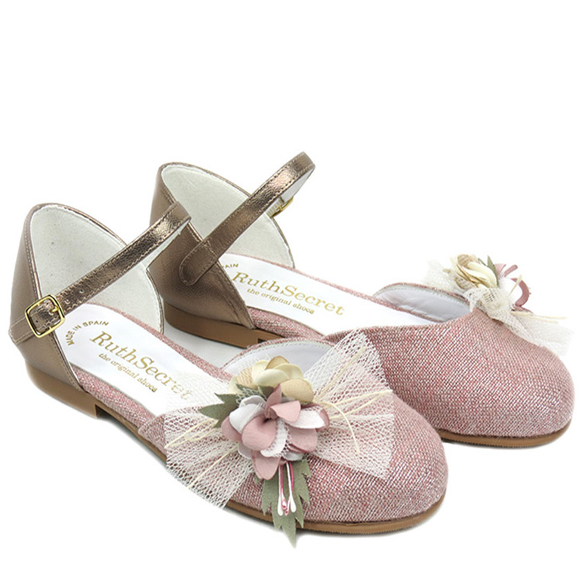 Mercedita niña comunion rosa flor Ruth Shoes