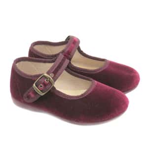 Merceditas Niñas Terciopelo Burdeos