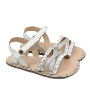 Sandalias Barefoot niñas Chetto Blanca Plata