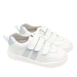 Deportiva Piruflex 3 velcros blanco/Plata