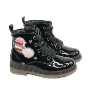 Botitas Niñas charol negro erizo Xti