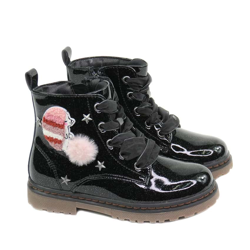 Botitas Niñas charol negro erizo Xti