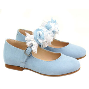 Mercedita Niña Comunión Azul empolvado flores