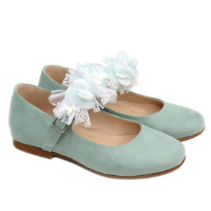 Zapato Comunion Niña verde Flores