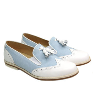 Mocasin Niño Comunión Celeste y Blanco Maria Catalán